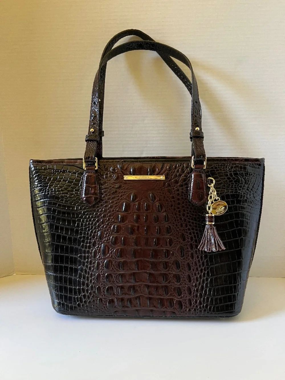 LIKE NEW Brahmin Medium Asher Leather Tote in Vintage Pecan Melbourne w/ Tassel